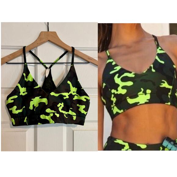 Free People FP Movement Tide Is High Neon Camo Sports Brami | S - Picture 1 of 16